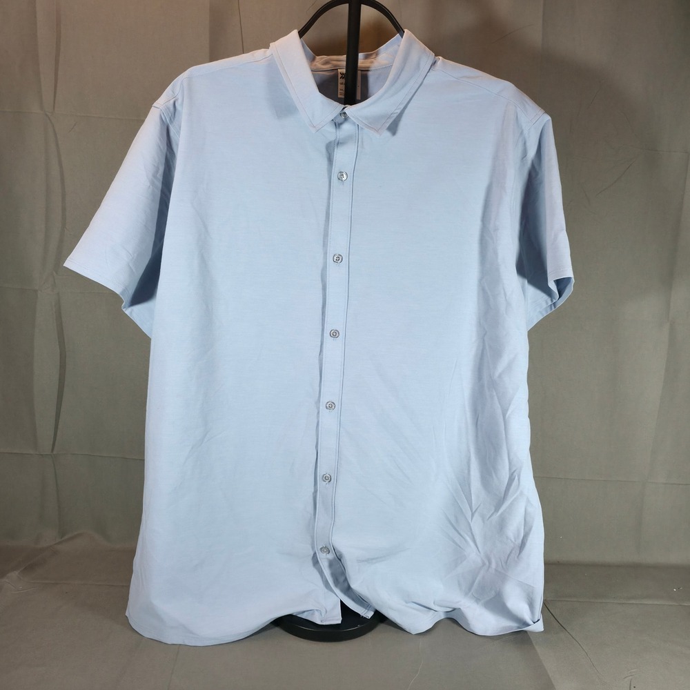 All in Motion Mens Short Sleeve Woven Button Down Shirt Light Blue XXL NEW